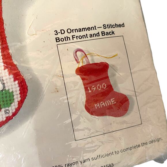 VTG Jiffy 3D Needle Point Kit Santa Stocking
Ornament 4" #5065 Christmas Project - Picture 6 of 7